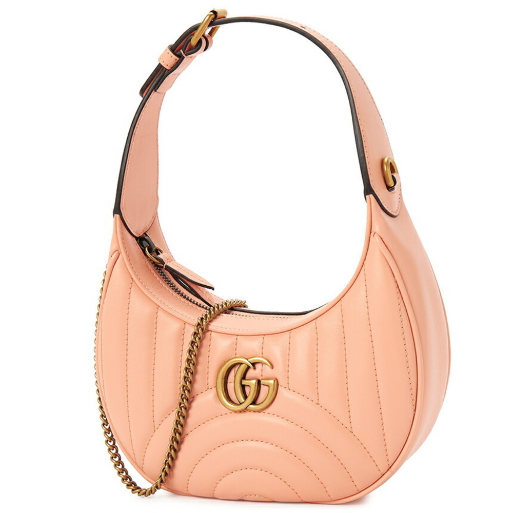 Gucci Hobo Bag Marmont Leather Moon GG Pink Half Shaped